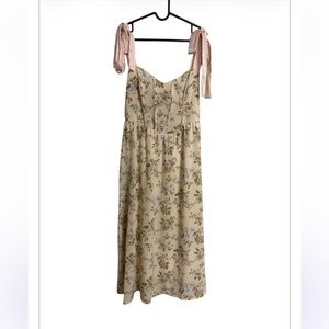 Mine Floral Midi Dress in Cream and Green